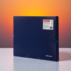 Папка - короб на резинках синяя BRAUBERG, 30 мм.